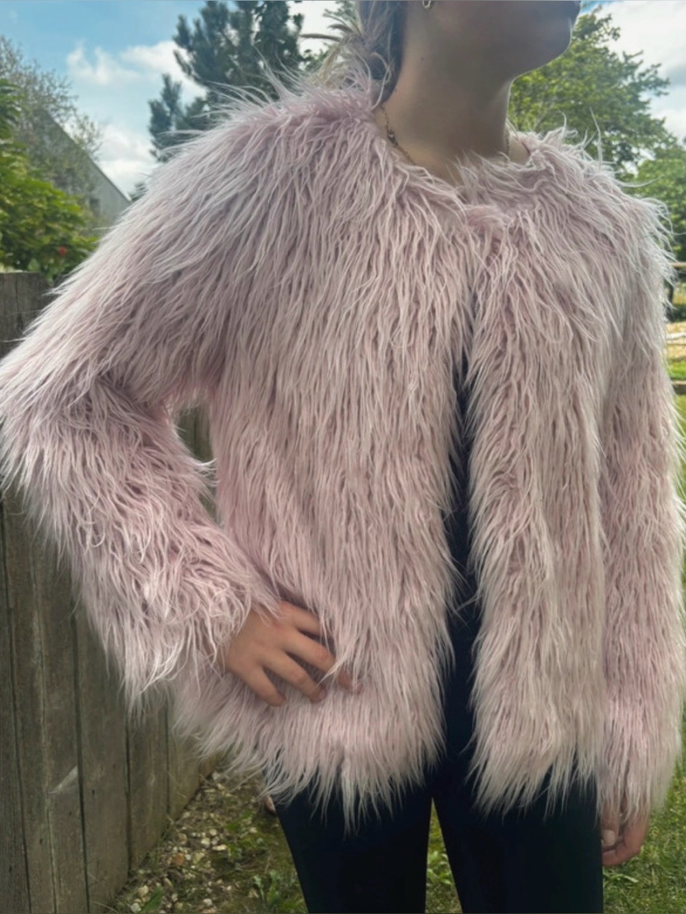 NWT Baby Pink Faux Fur Jacket Hollywood Glam Y2K Luxury J.NNA Medium